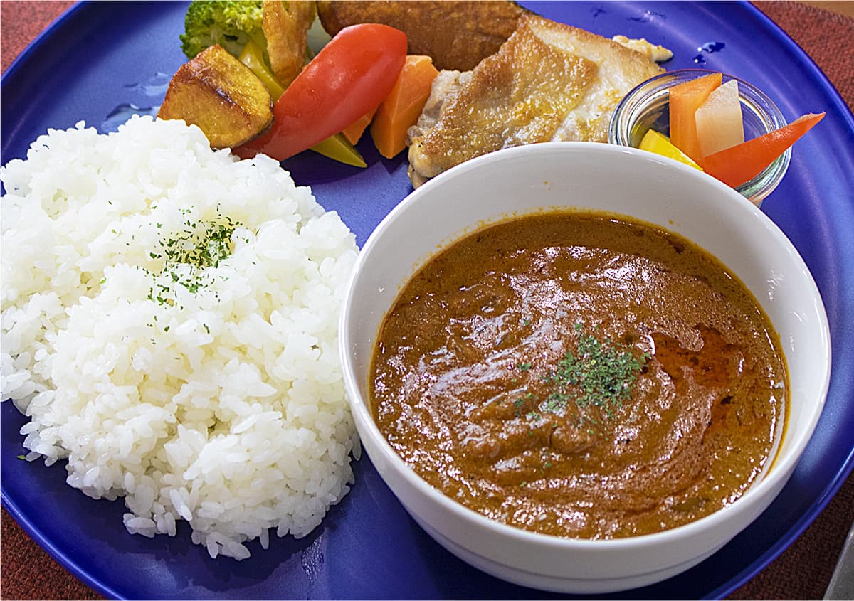 Butter curry dish served in the restaurant located in Asahikawa Design Center in Hokkaido.