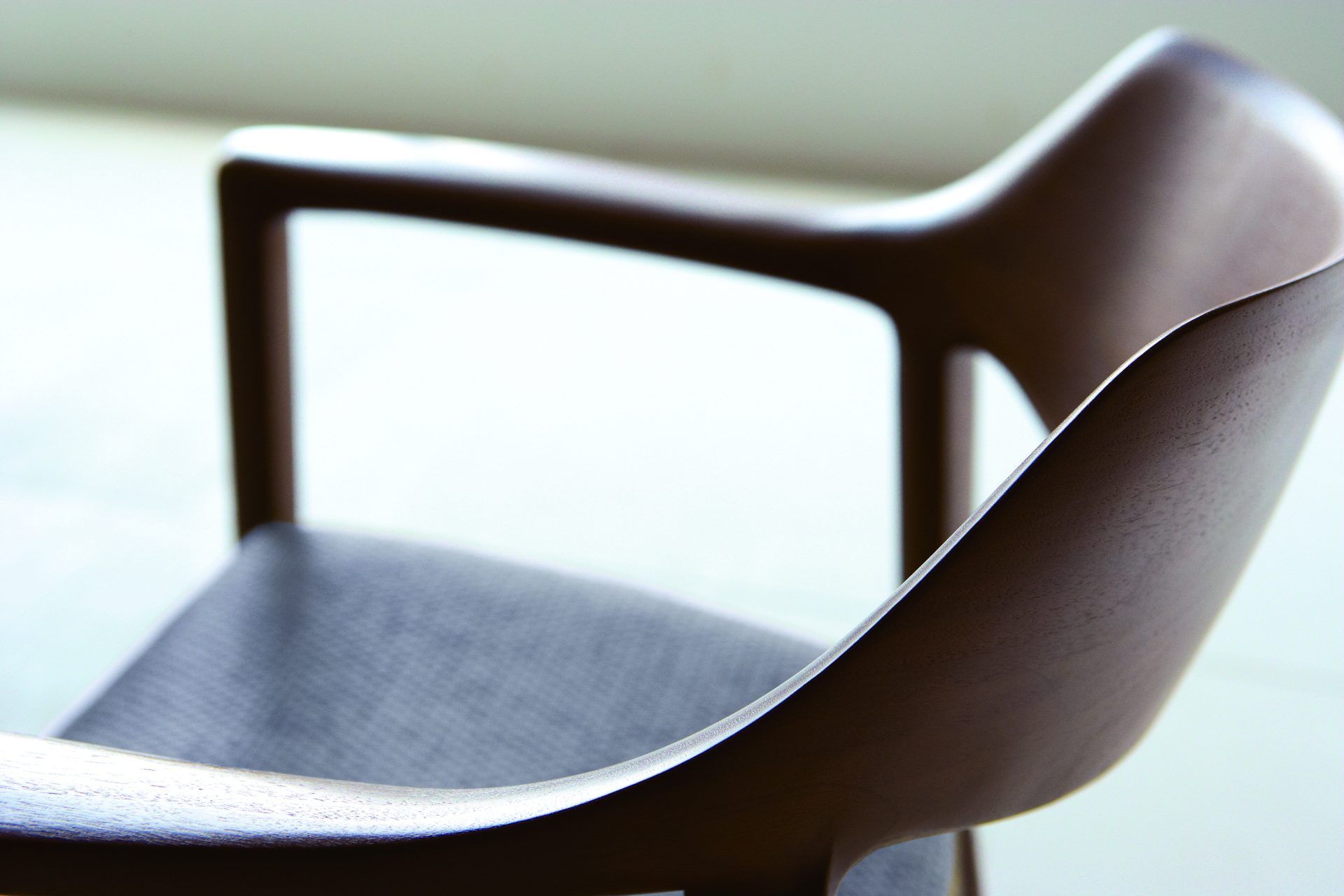 Our dining chair. The beautiful curved line of the backrest is focused.