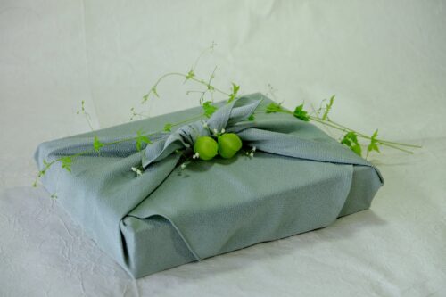 A present wrapped with Furoshiki, Japanese traditional cloth for packaging