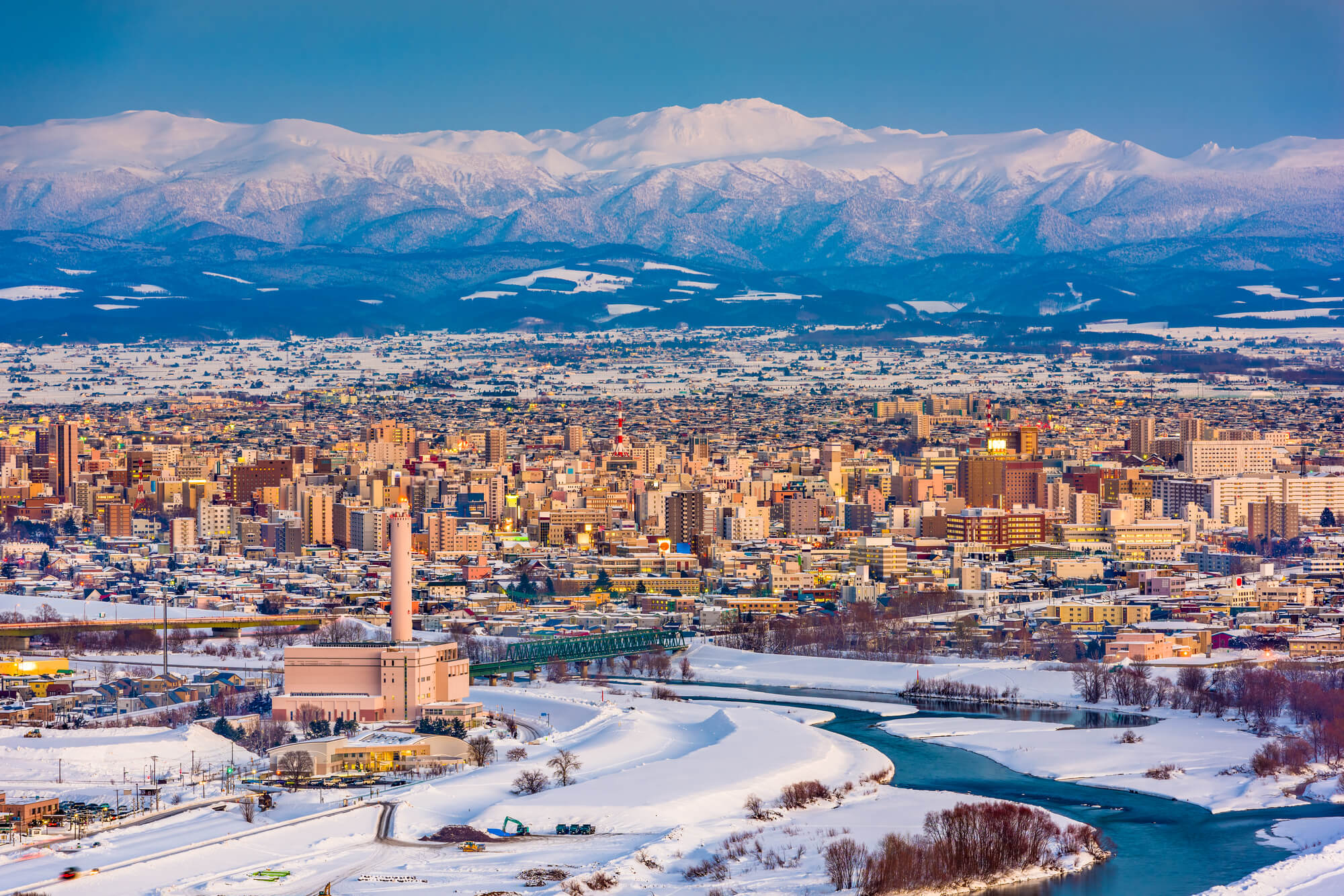 The image of Asahikawa city, taken from a distance.