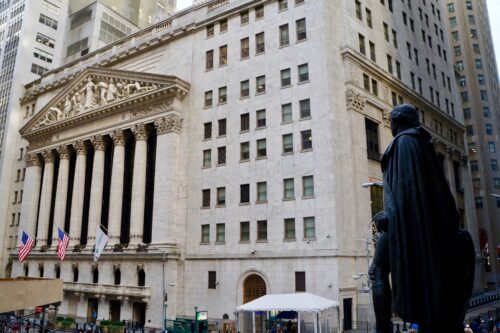 New York Stock Exchange building with a statue