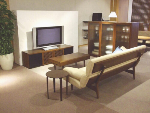 A living-room furniture set: a bench; a coffee table; a TV board, etc.