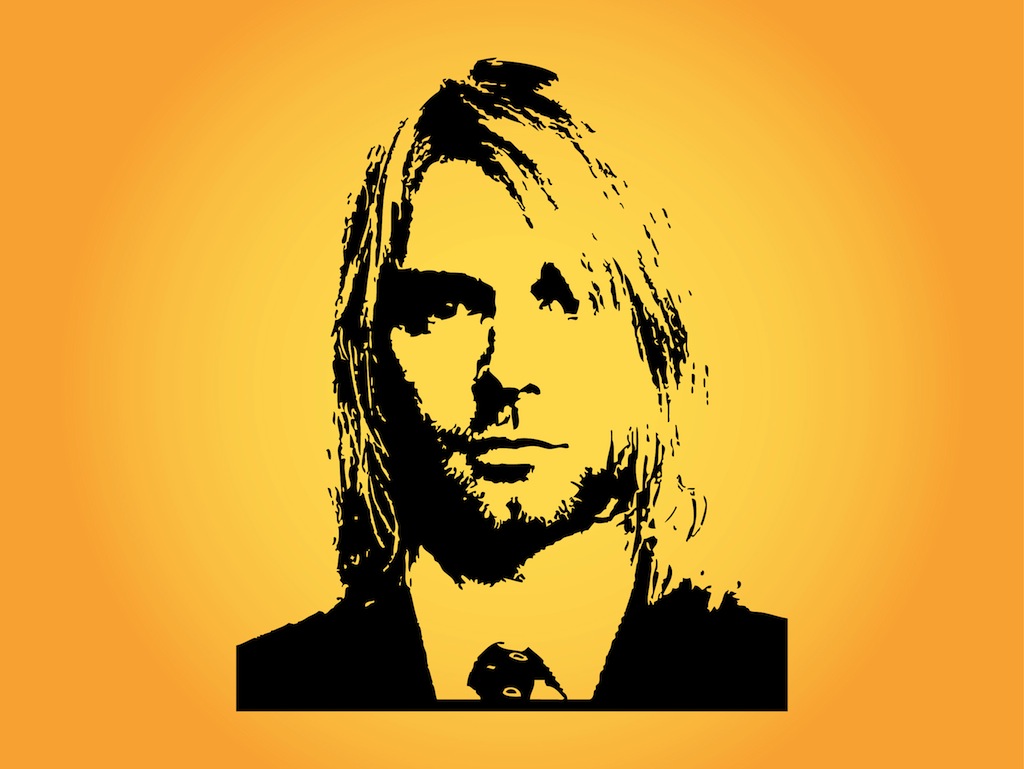 Black and white photo of Kurt Cobain in a suit with a necktie