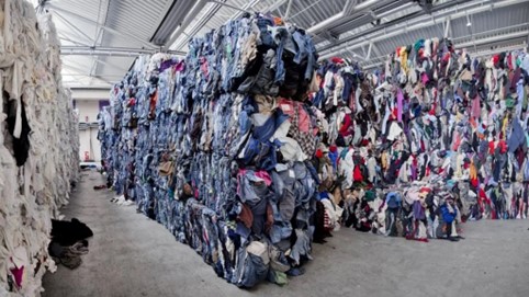 Piles of discarded clothes