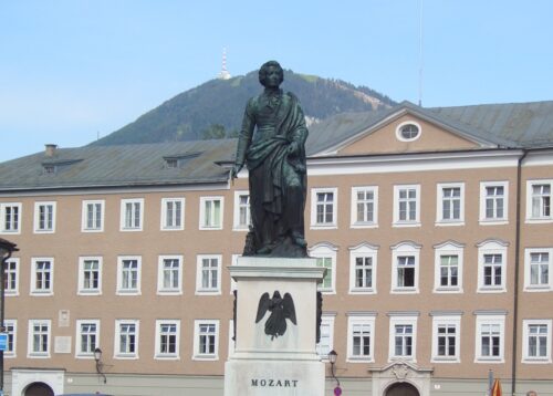 The statue of Mozart in Salzburg