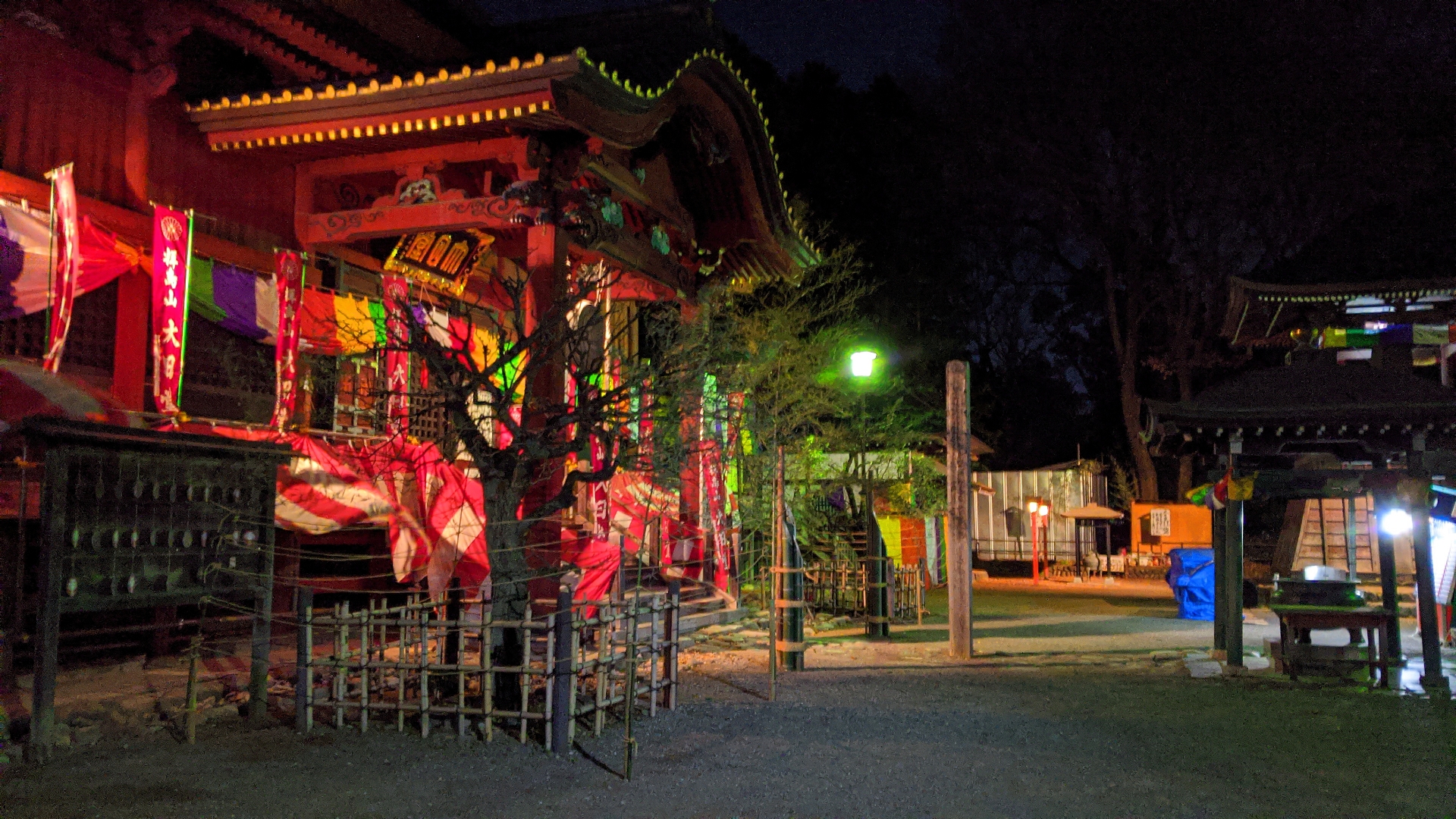 A shrine lit up at the night of new year's eve