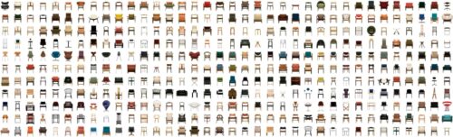 So many the world's iconic chairs are lined up.